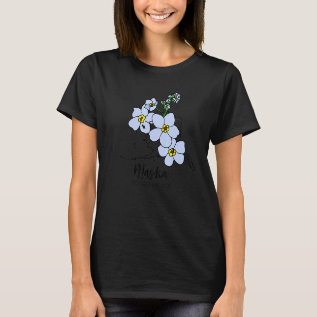 Alaska Glöm mig inte Flower T Shirt (Framsida)