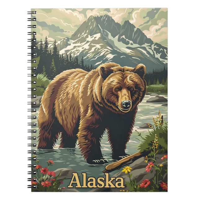 Alaska Grizzly Bear Anteckningsbok (Framsidan)