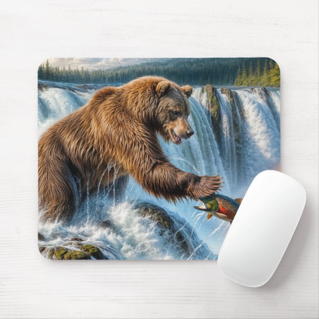 Alaska Grizzly Bear Fishing Musmatta (Med mus)
