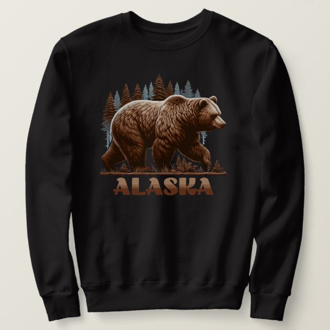 Alaska Grizzly Bear Lång Ärmad Tröja (Design framsida)