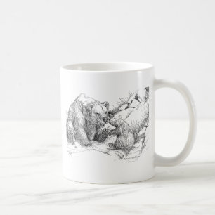 Alaska Grizzly & Sow Unge som spelar B&W-kaffe Mug Kaffemugg