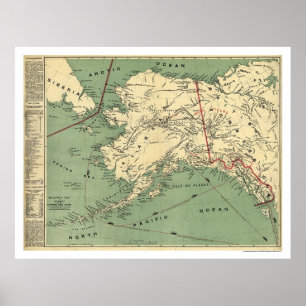 Alaska Guld Fält Karta 1897 Poster