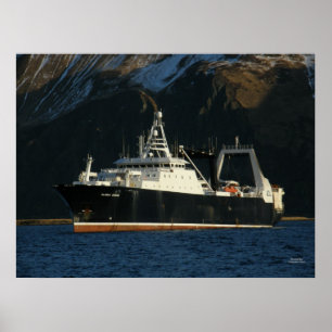 Alaska hav, fabriksTrawler i den holländska Poster