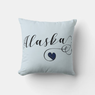 Alaska Heart Dekorativ kudde, Alaska Flagga Kudde