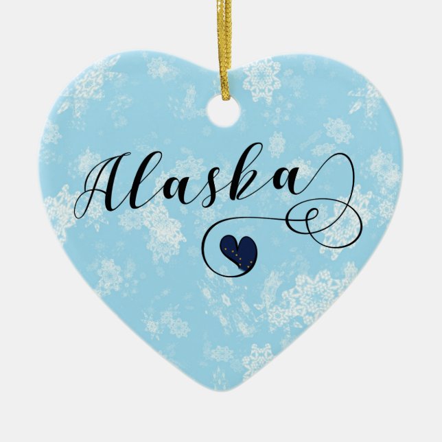 Alaska Heart, Julgran Ornament, Alaska Julgransprydnad Keramik (Framsidan)