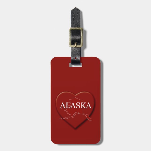 Alaska Heart Karta Anpassningsbar Luggage Tag Bagagebricka (Vertikal Framsida)