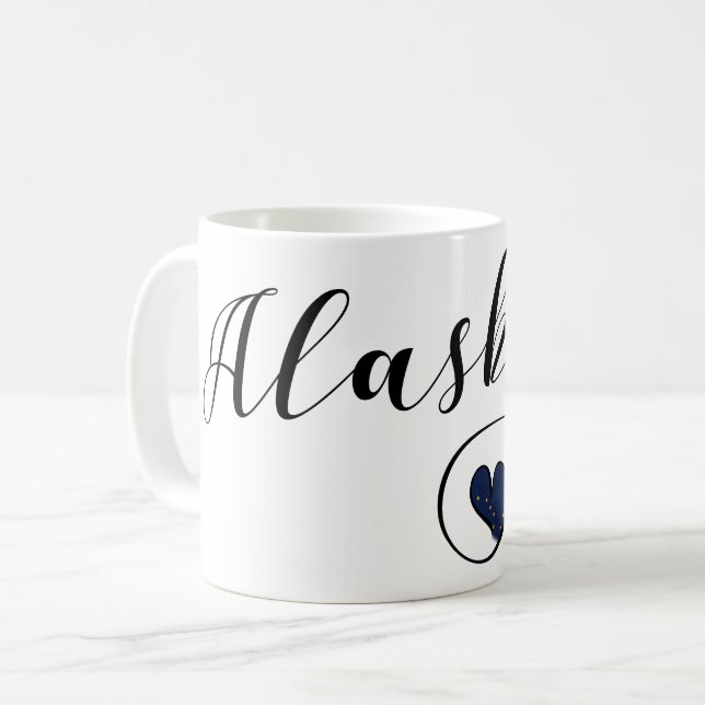 Alaska Heart Mugg, Alaska Flagga Kaffemugg (Framsida vänster)
