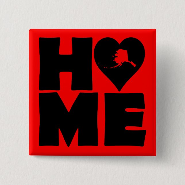 Alaska Home Heart State Button Badge Pin Knapp (Framsida)
