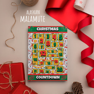 Alaska Hund Coundown jul Advent Calendar Julkort