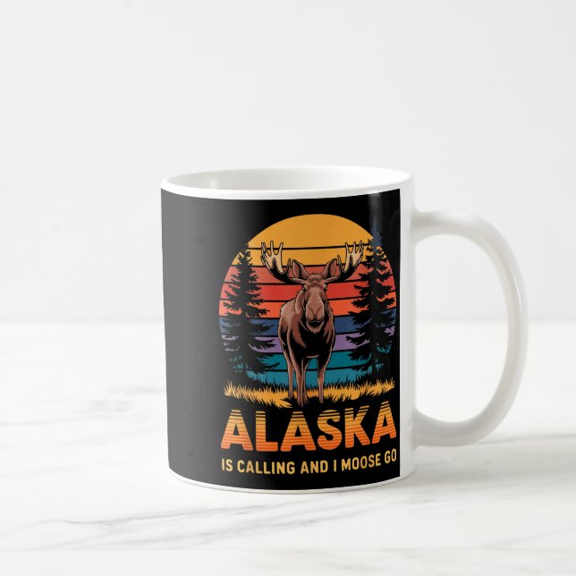 Alaska Is Calling And I Moose Go Funny Animal Love Kaffemugg (Höger)