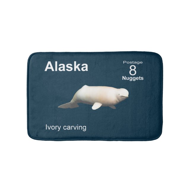 Alaska Ivory Beluga Whale Frimärke Badrumsmatta (Framsidan)