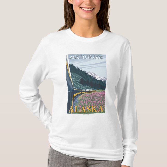 Alaska järnvägplats - ankring, Alaska Tee Shirt (Framsida)