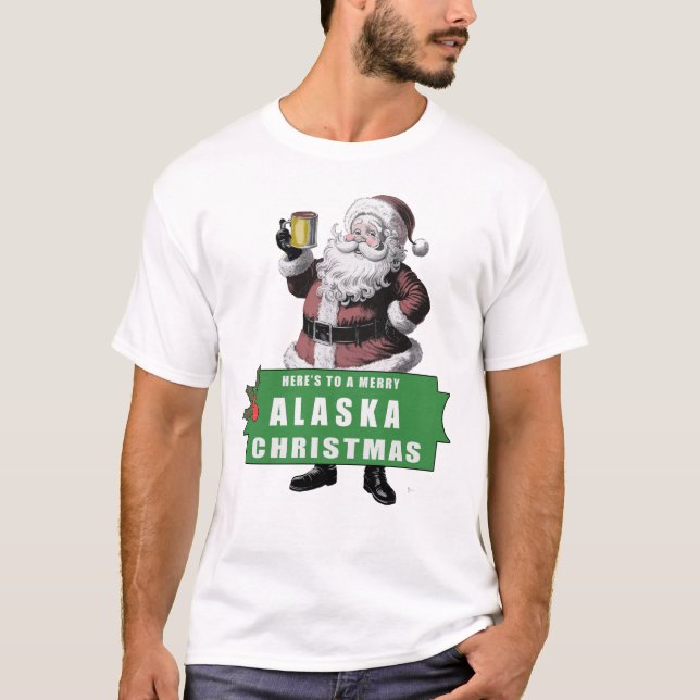 ALASKA Julhälsning med Tomte Claus T Shirt (Framsida)
