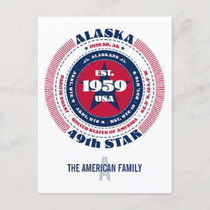 Alaska, Juneau, AK, Patriotic, Monogram Vykort
