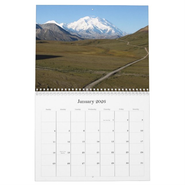 Alaska kalender för Denali nationalpark (Jan 2026)