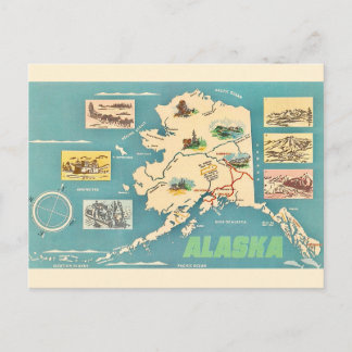 Alaska Kart Retro Postkort Vykort