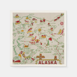 Alaska Karta Illustrerad Pappersservett