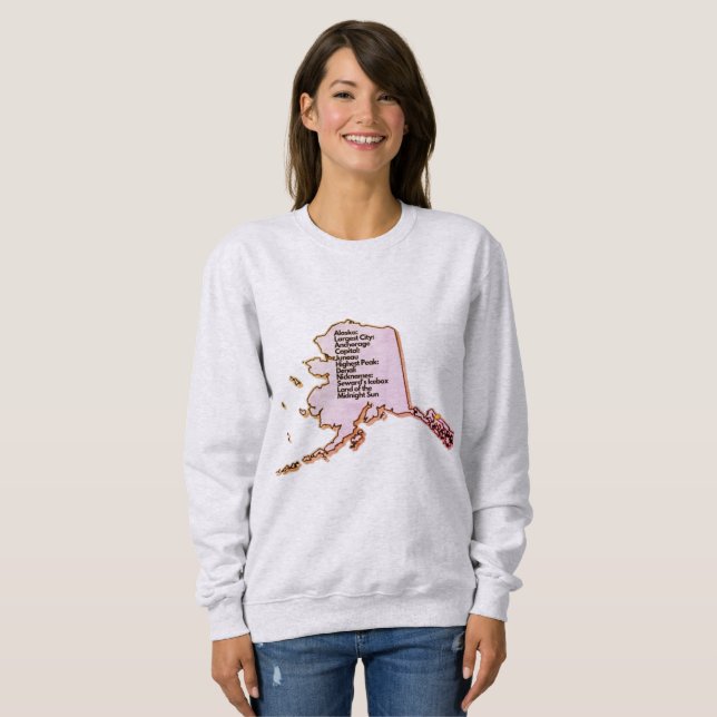 Alaska Karta och fakta T Shirt (Hel framsida)
