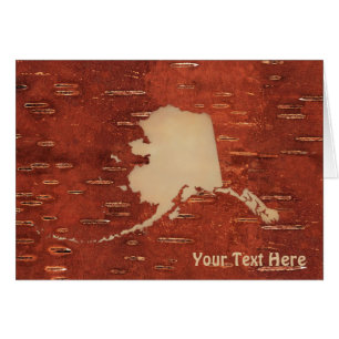 Alaska Karta på Inner Birch Bark Hälsningskort