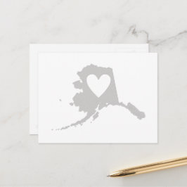 Alaska Karta Shape Grått Heart Cutout Alaska Vykort