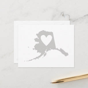 Alaska Karta Shape Grått Heart Cutout Alaska Vykort