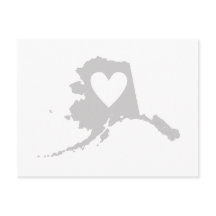 Alaska Karta Shape Grått Heart Cutout Alaska
