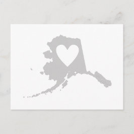 Alaska Karta Shape Grått Heart Cutout Alaska Vykort