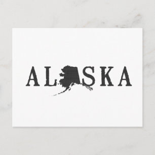 Alaska Karta Shaped Brev State Ord Art Black Vykort