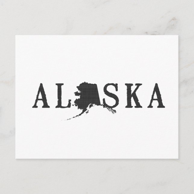 Alaska Karta Shaped Brev State Ord Art Black Vykort (Framsida)
