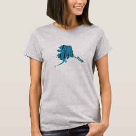 Alaska Karta State Shaped Home Ord Art Blue Tee Shirt