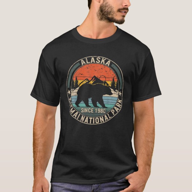 Alaska Katmai nationalpark Retro Bear Souvenir Hu T Shirt (Framsida)