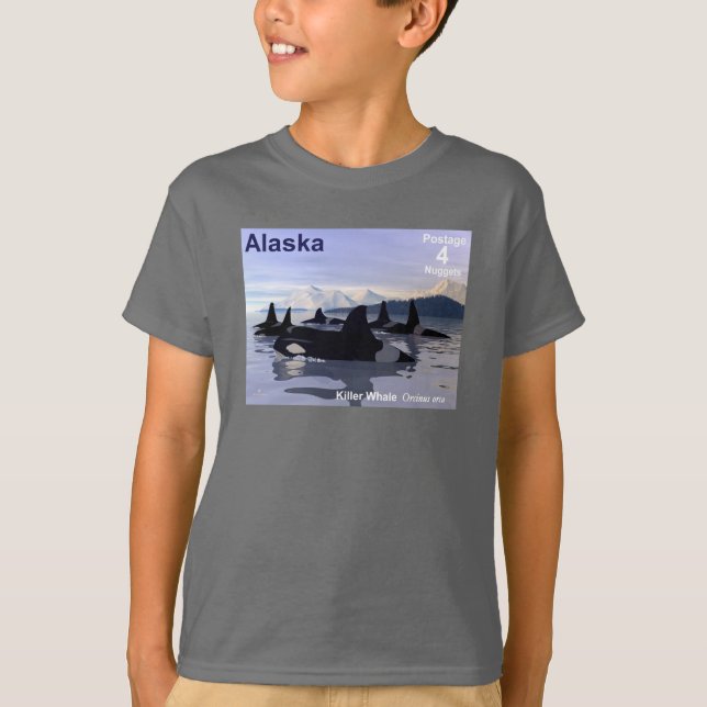 Alaska Killer Whales Frimärke T-shirt (Framsida)