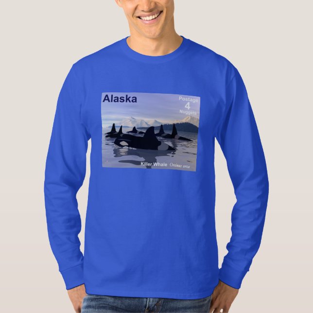 Alaska Killer Whales Frimärke T Shirt (Framsida)