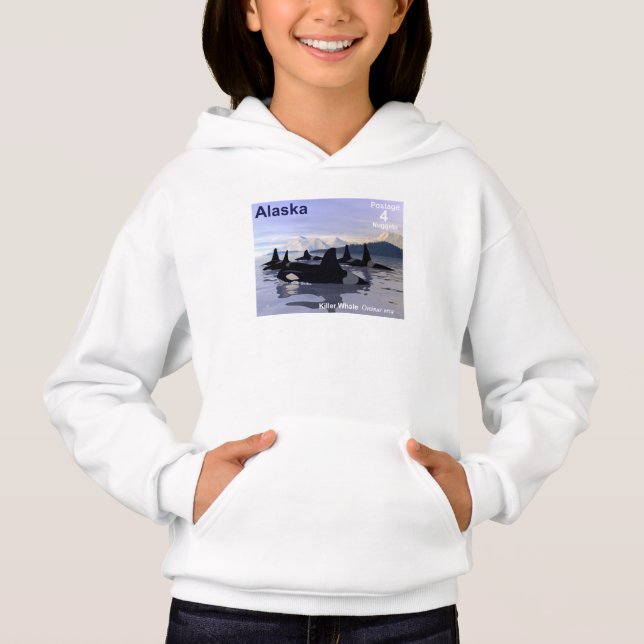 Alaska Killer Whales Frimärke Tee (Framsida)
