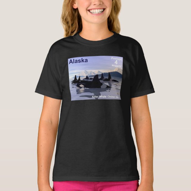 Alaska Killer Whales Frimärke Tee (Framsida)