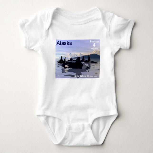 Alaska Killer Whales Frimärke Tee (Framsida)