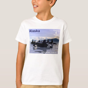 Alaska Killer Whales Frimärke Tee Shirt
