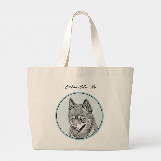 Alaska Klee Kai AKK Husky Painting Cute Hund Art Jumbo Tygkasse (Baksida)