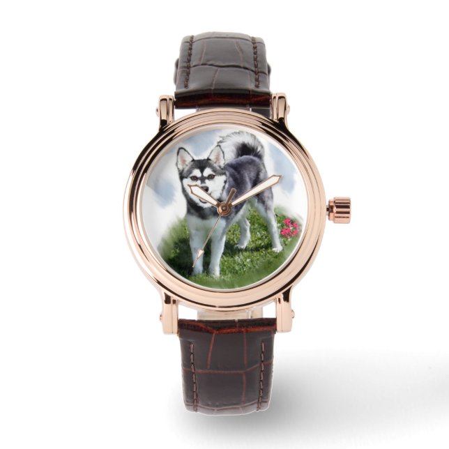 Alaska Klee Kai Hund Art Armbandsur (Framsida)