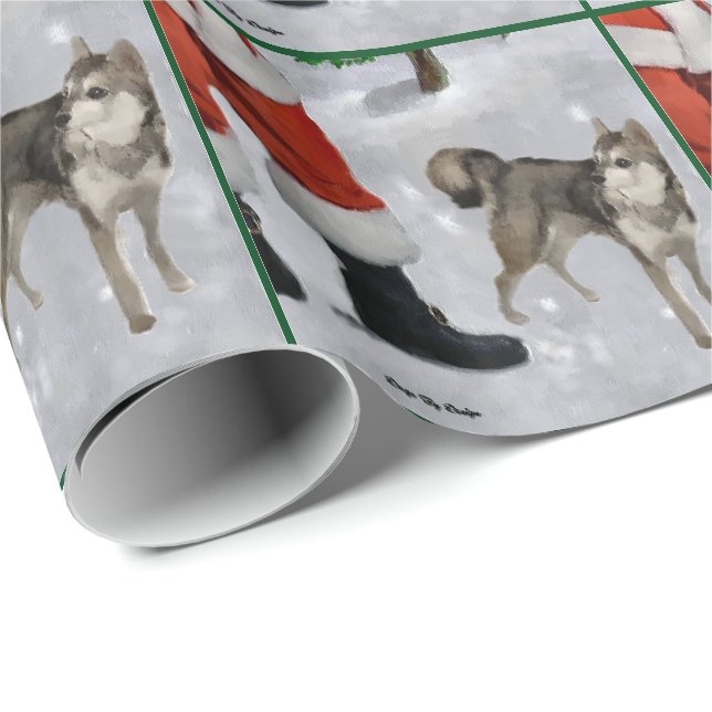 Alaska Klee Kai jul Merry Presentpapper (Rullad Hörn)