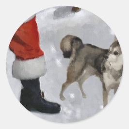 Alaska Klee Kai-julklappar Runt Klistermärke
