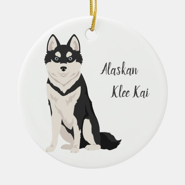 Alaska Klee Kai-julprydnad. Klee Kai Snö Julgransprydnad Keramik (Framsidan)