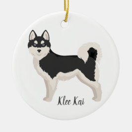 Alaska Klee Kai-julprydnad. Klee Kai Snö Julgransprydnad Keramik
