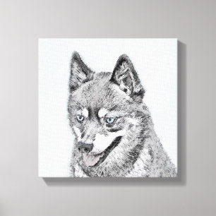 Alaska Klee Kai Painting - Cute Original Hund Art Canvastryck