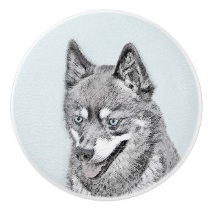 Alaska Klee Kai Painting - Cute Original Hund Art Knopp