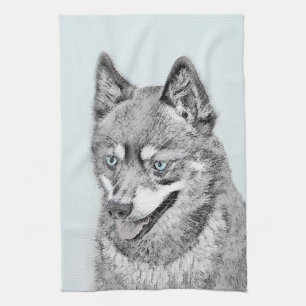 Alaska Klee Kai Painting - Cute Original Hund Art Kökshandduk