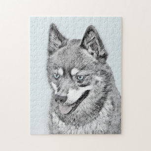 Alaska Klee Kai Painting - Cute Original Hund Art Pussel