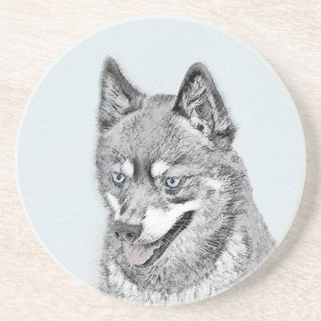 Alaska Klee Kai Painting - Cute Original Hund Art Underlägg (Framsidan)