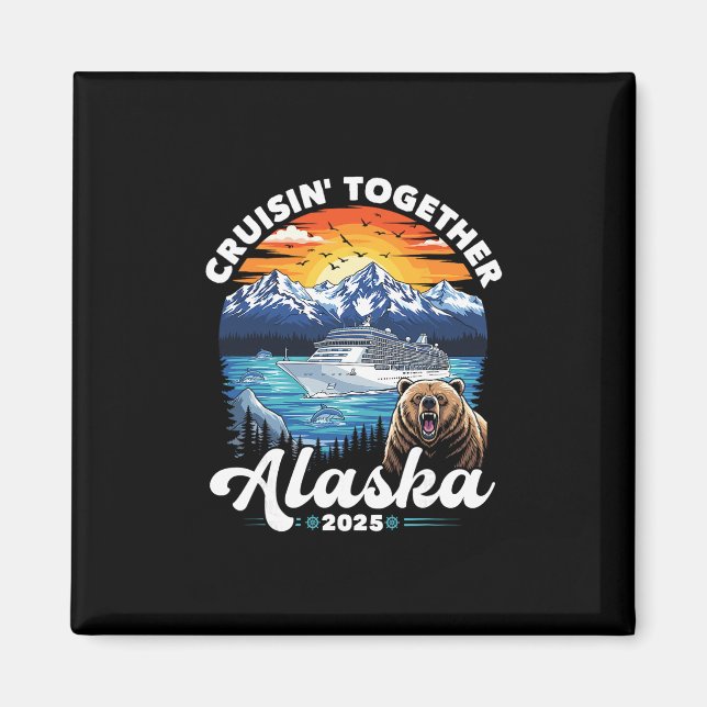Alaska-kryssning 2025 Familj Vänner Grupp Alaskan  Magnet (Framsidan)