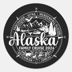 Alaska-kryssning 2026 Familj Alaskansk semester Runt Klistermärke